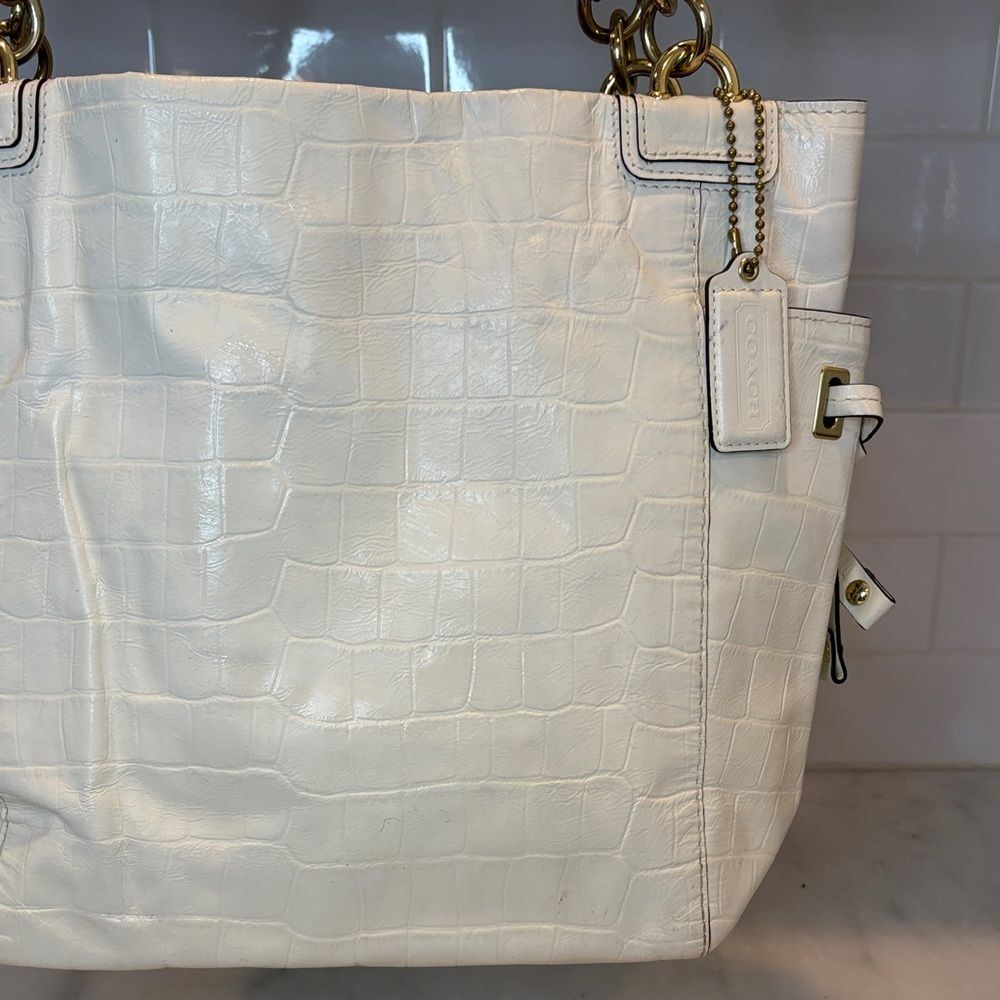 Coach Bag Purse Handbag Leather Peyton Embossed Croc Exotic Large Shoulder Tote - Picture 3 of 16